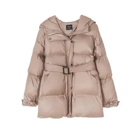 Belted Puffer Jacket in Black