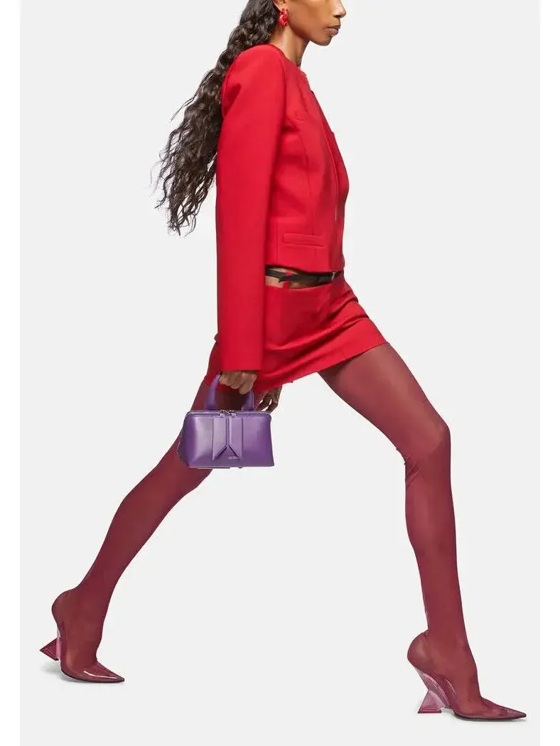Belted Red Crepe Mini Skirt