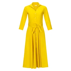 Belted Shirt Dress - Yellow