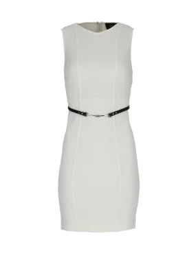 belted sleeveless knee-length dress
