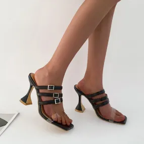 BerriesJam - Buckles Pumps Peep Toe Super High Heels