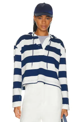 BEVERLY HILLS x REVOLVE Oversized Rugby Sweatshirt, Navy & White