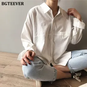 BGTEEVER Bossy Collar Solid Button Down Shirt