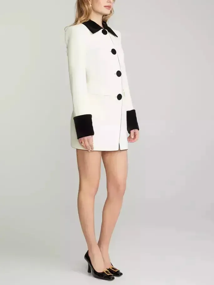 Bi-Color Single-Breasted Short Coat