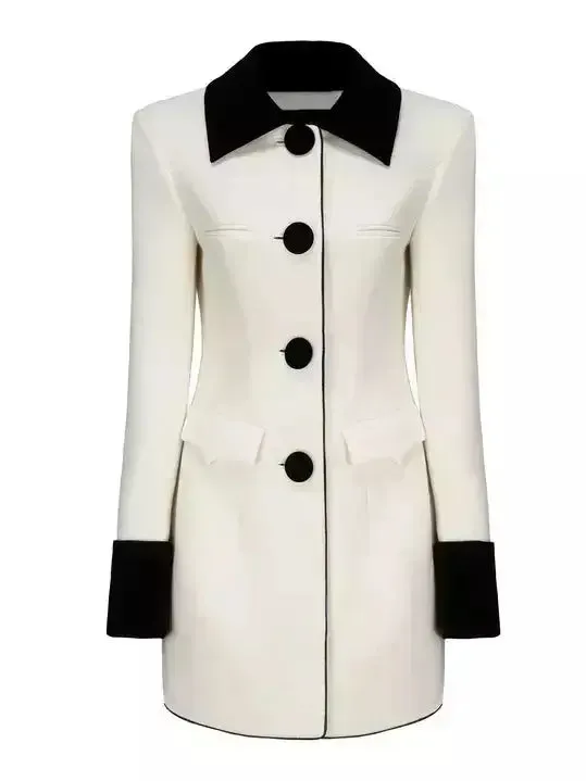 Bi-Color Single-Breasted Short Coat
