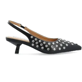 Biakristin Kitten Heel Slingback Rhinestone - Black
