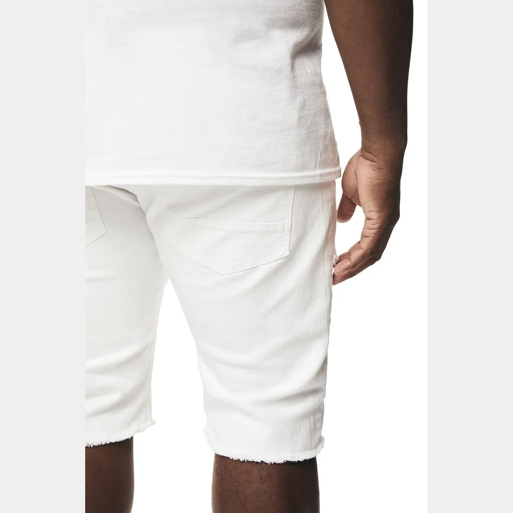 Big and Tall - Distressed Rip & Repair Jean Shorts - White