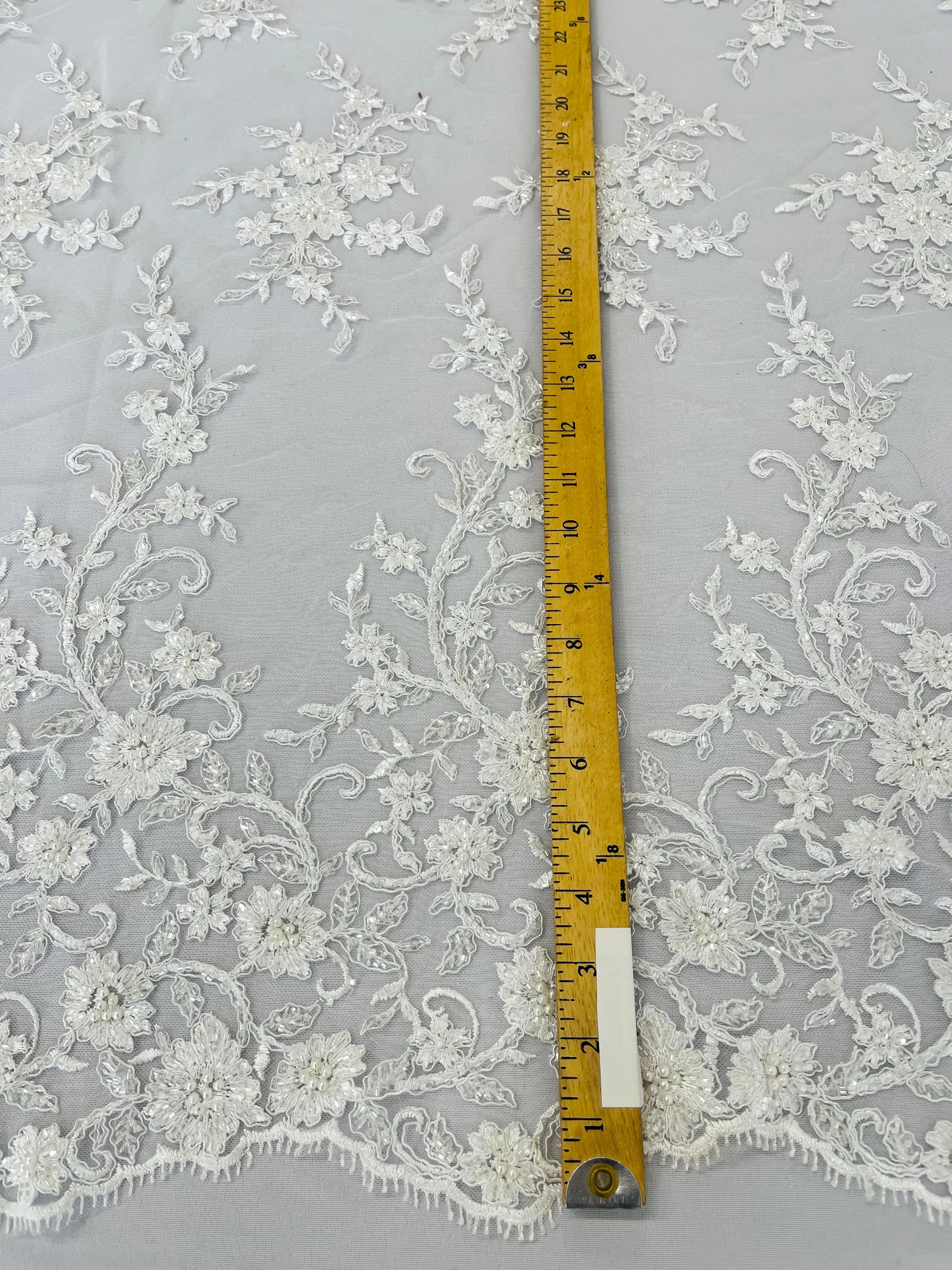 BIG FLORAL DAMASK BEADED LACE (By The Yard)