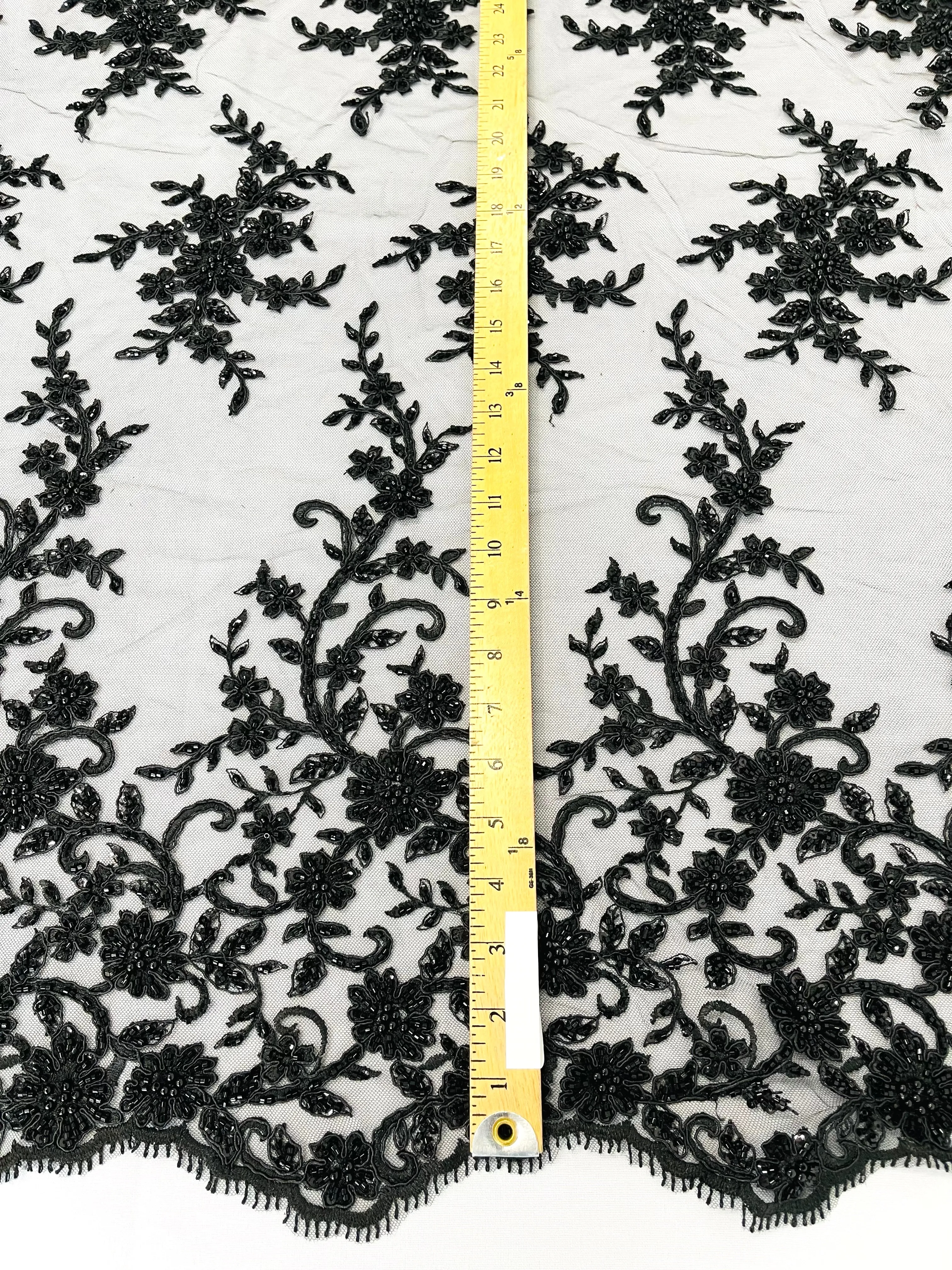 BIG FLORAL DAMASK BEADED LACE (By The Yard)