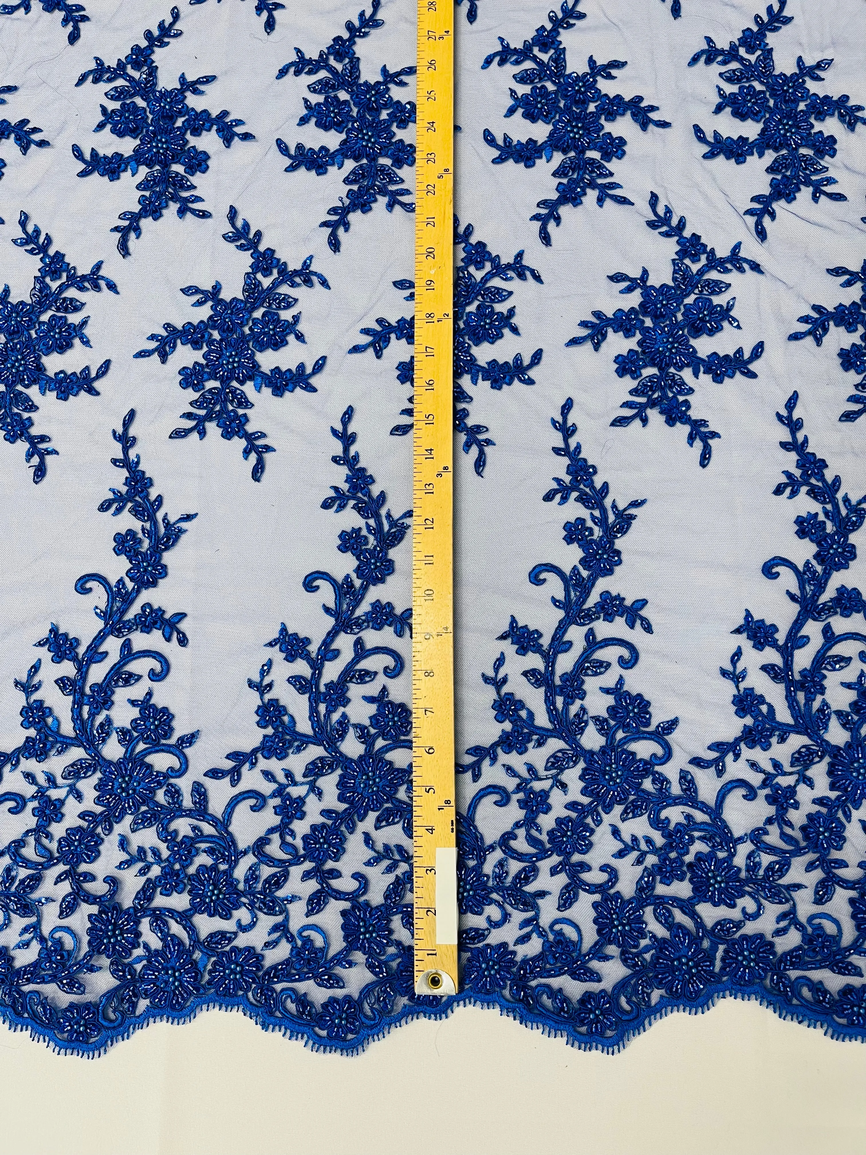 BIG FLORAL DAMASK BEADED LACE (By The Yard)