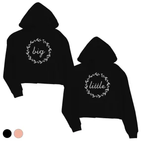 Big Little Leaf Wreath-SILVER Womens Crop Hoodie Funny Sensible