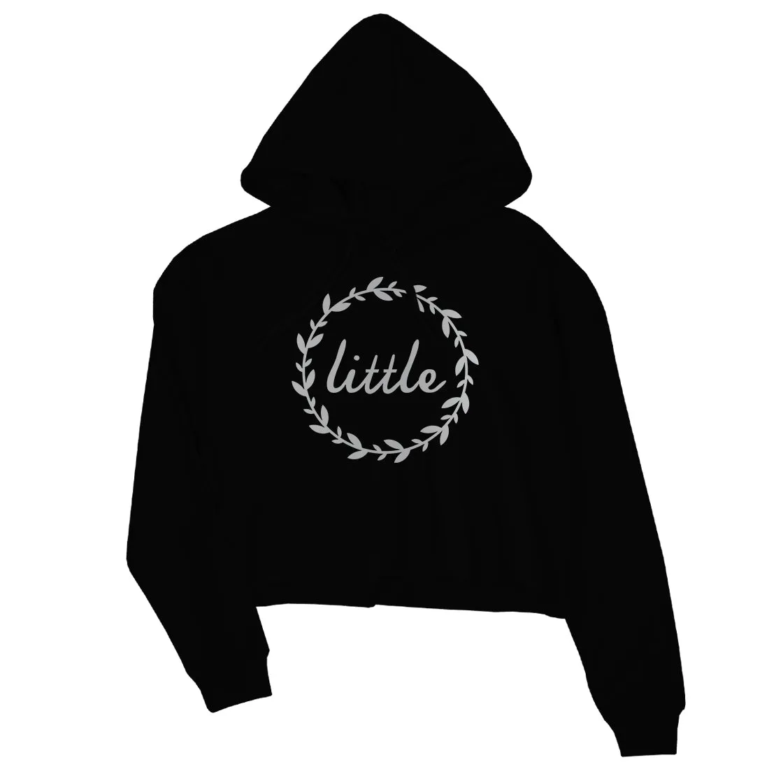 Big Little Leaf Wreath-SILVER Womens Crop Hoodie Funny Sensible