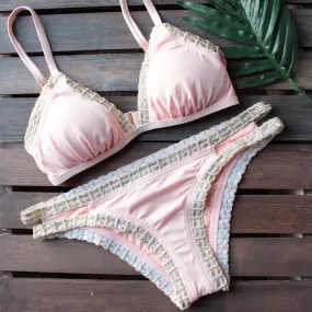 Bikini Lab - Weaving on a Jet Plane Triangle Bikini Top in Peach