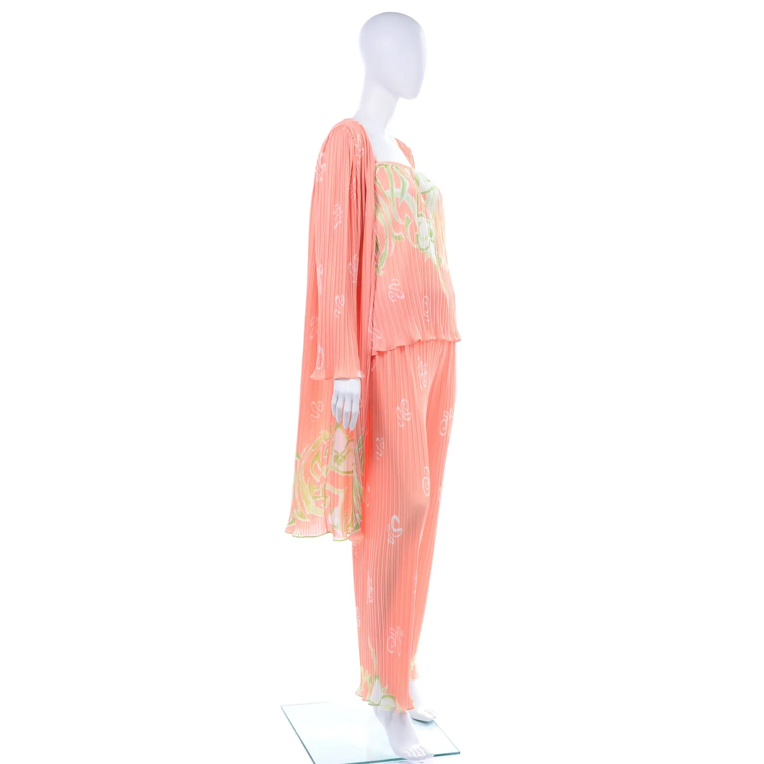 Bill Tice Vintage Deadstock Peach 3 pc Loungewear Pajama Set W Original Tag