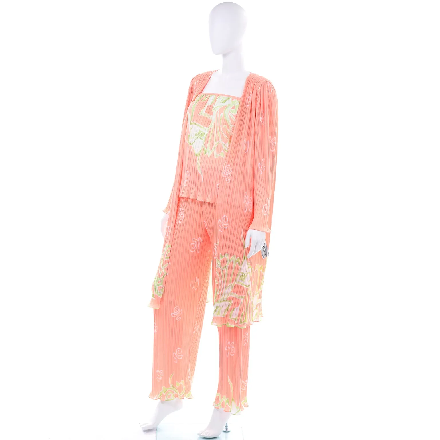 Bill Tice Vintage Deadstock Peach 3 pc Loungewear Pajama Set W Original Tag