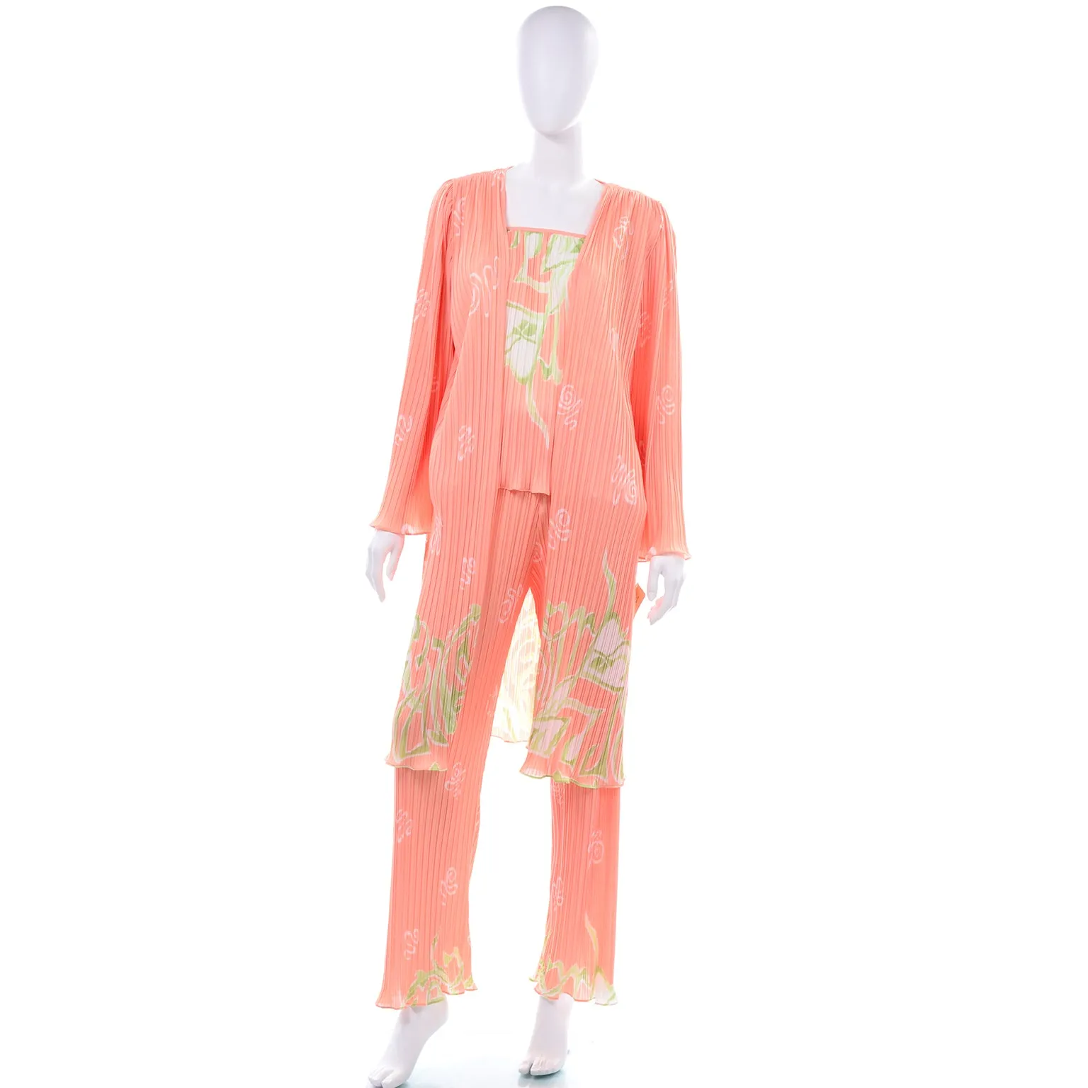 Bill Tice Vintage Deadstock Peach 3 pc Loungewear Pajama Set W Original Tag