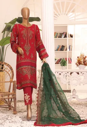 Bin Saeed Stitched 2 Piece Formal Embroidered Chiffon Collection'2022-ZEFC-0011-Maroon