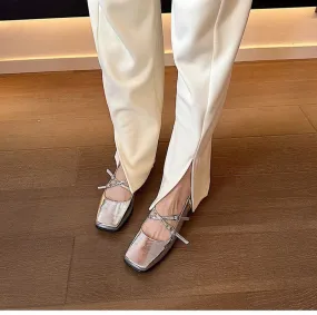 binfenxie Designer Women Ballet Flats Fashion Elegant Shallow Square Toe Footwear 2024 Spring Ladies Comfort Soft Sole Ballerina Shoes