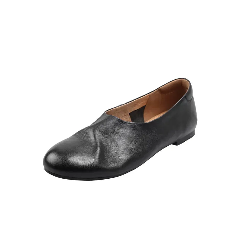 binfenxie  -  Fashion Women's Shoes New High Quality Genuine Leather Shoes Round Headed Ballet Flat Shoes Daily Lightweight Shoes