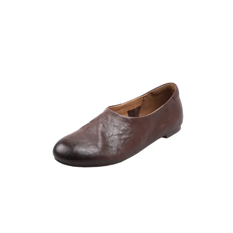 binfenxie  -  Fashion Women's Shoes New High Quality Genuine Leather Shoes Round Headed Ballet Flat Shoes Daily Lightweight Shoes