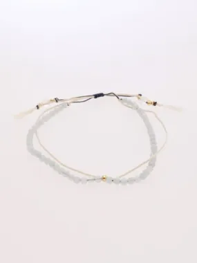 Birthstone Silk Braid Anklet- MAR