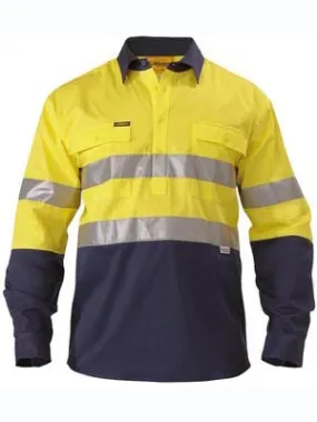 Bisley Hi Vis 2 Tone Taped Closed Front Drill Shirt BTC6456