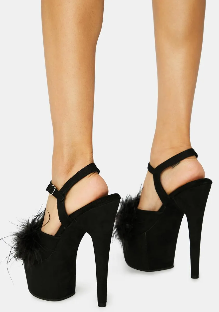 Black Adore Fluffy Heels