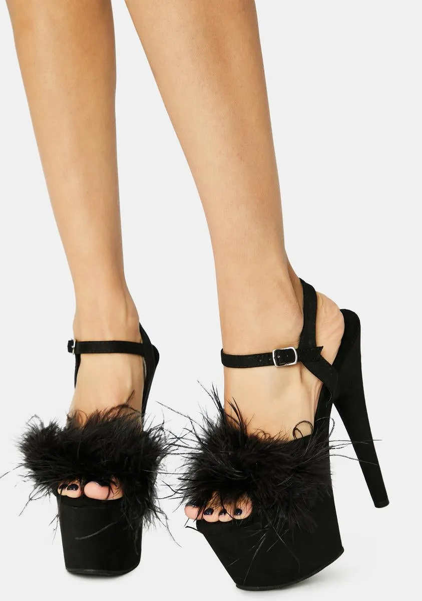 Black Adore Fluffy Heels