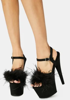 Black Adore Fluffy Heels