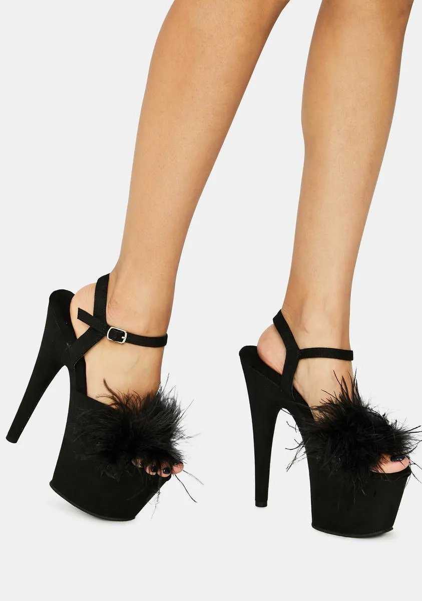 Black Adore Fluffy Heels