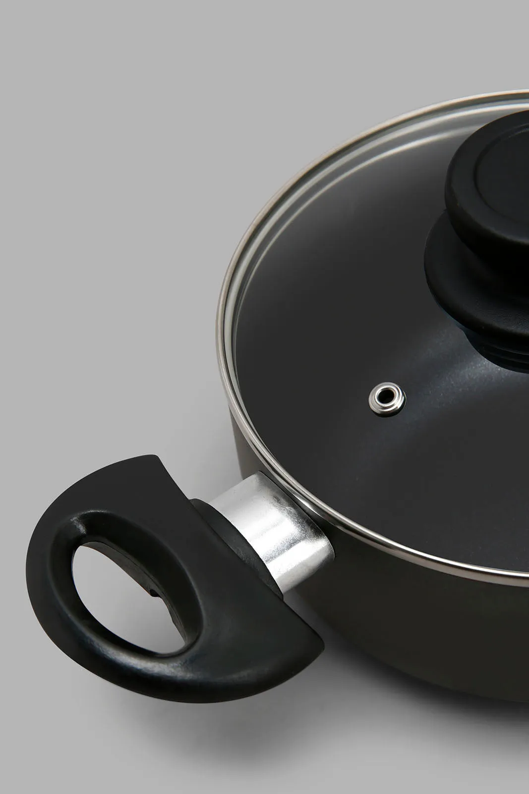 Black Aluminum Non Stick Dutch Oven With Glass Lid (18cm)