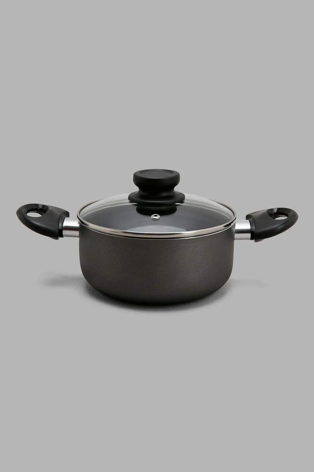 Black Aluminum Non Stick Dutch Oven With Glass Lid (18cm)