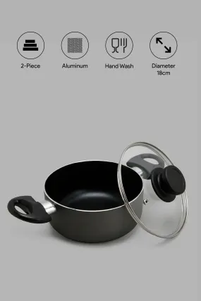 Black Aluminum Non Stick Dutch Oven With Glass Lid (18cm)