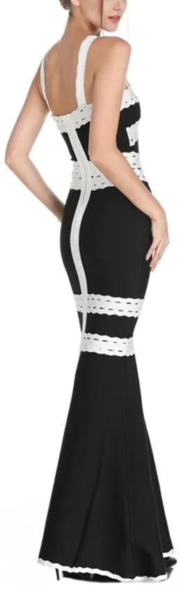 Black & White Scalloped Trimmed Maxi Dress