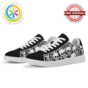 Black & White Skulls Skateboard Shoes