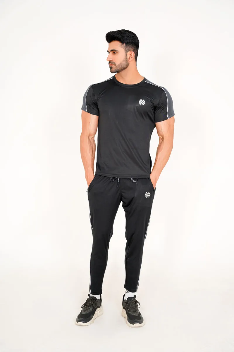 BLACK AND GRAY DRY-FIT TROUSER