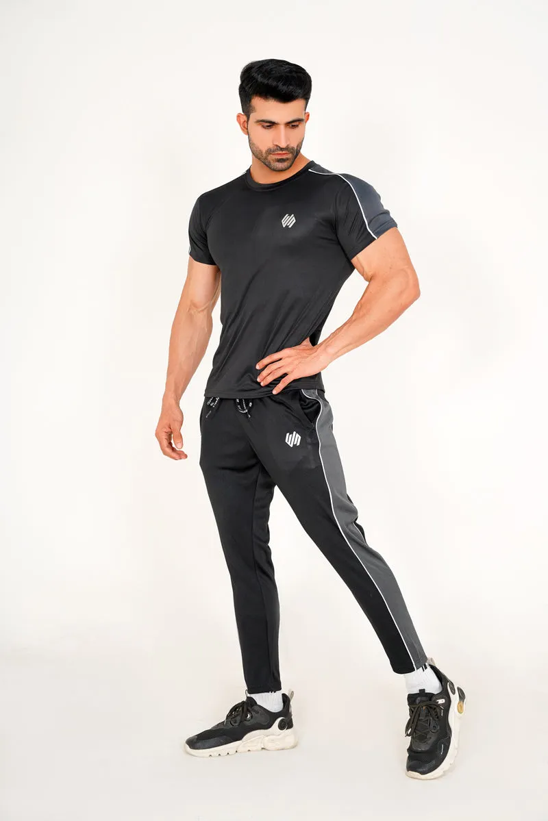 BLACK AND GRAY DRY-FIT TROUSER