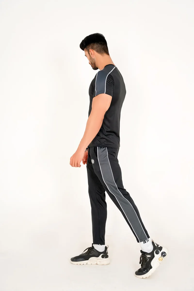 BLACK AND GRAY DRY-FIT TROUSER