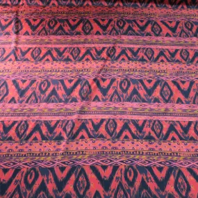 Black and Red Tribal Pattern Printed Silk Charmeuse