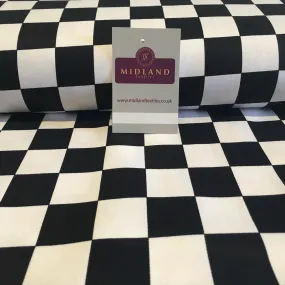 Black and White 100% Cotton Drill Chef's Check 58" Wide Fabric Mtex MD843