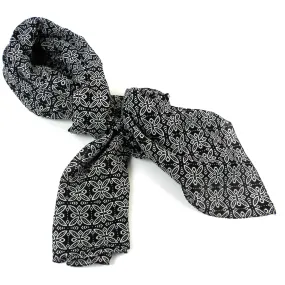 Black and White Floral Cotton Scarf Asha Handicrafts