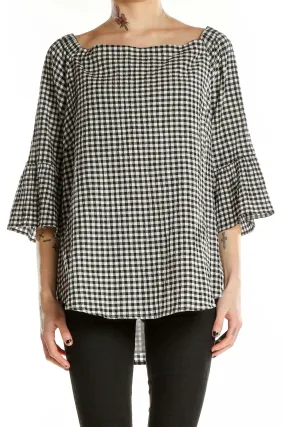 Black and White Gingham Off-Shoulder Top