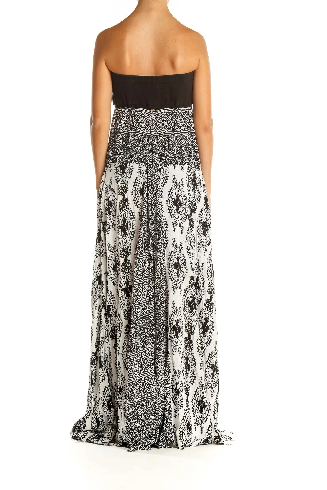 Black and White Strapless Maxi Dress