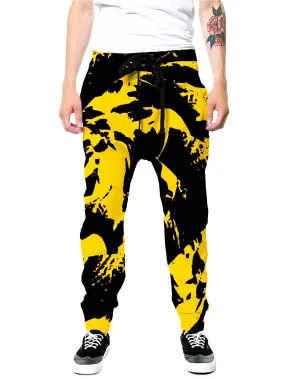 Black and Yellow Paint Splatter Joggers
