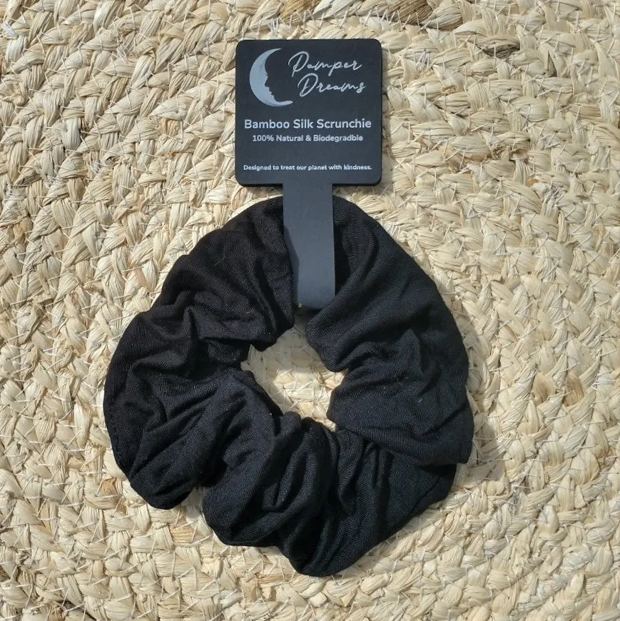 Black Bamboo Silk Eco-Friendly Hair Scrunchies