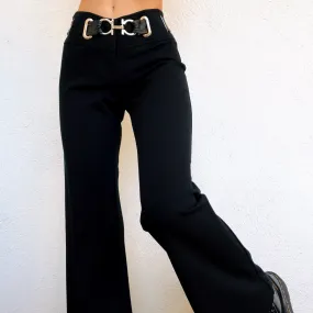 Black Belted Flare Pants