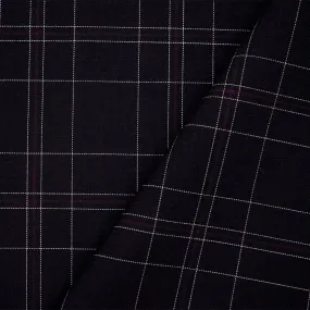 Black-Burgundy-Multi Polyester Wool Blend Plaid Shirting Woven Fabric