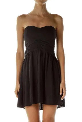 Black Bustier Scrunched Cocktail Dress