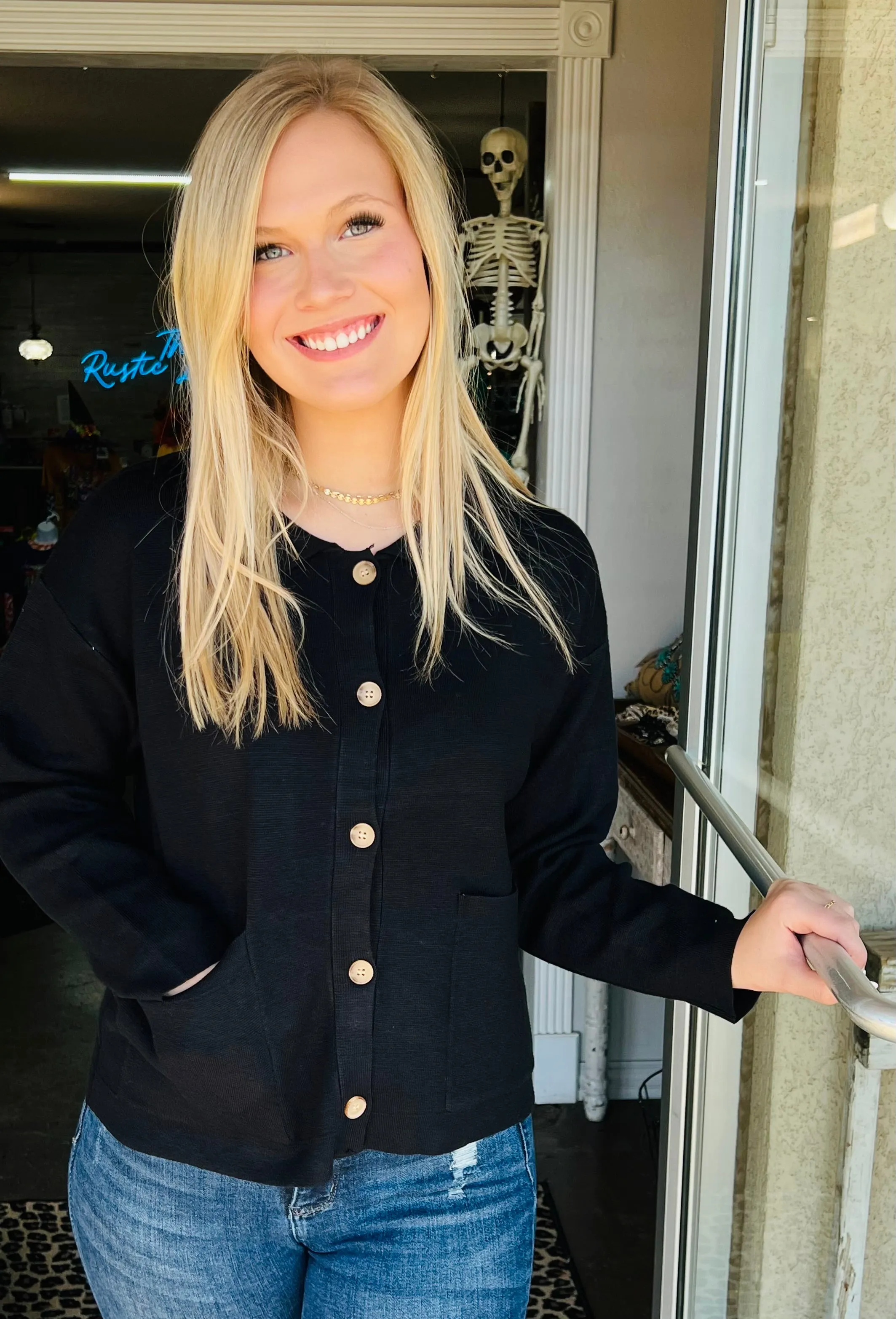 Black Button Up Cardigan