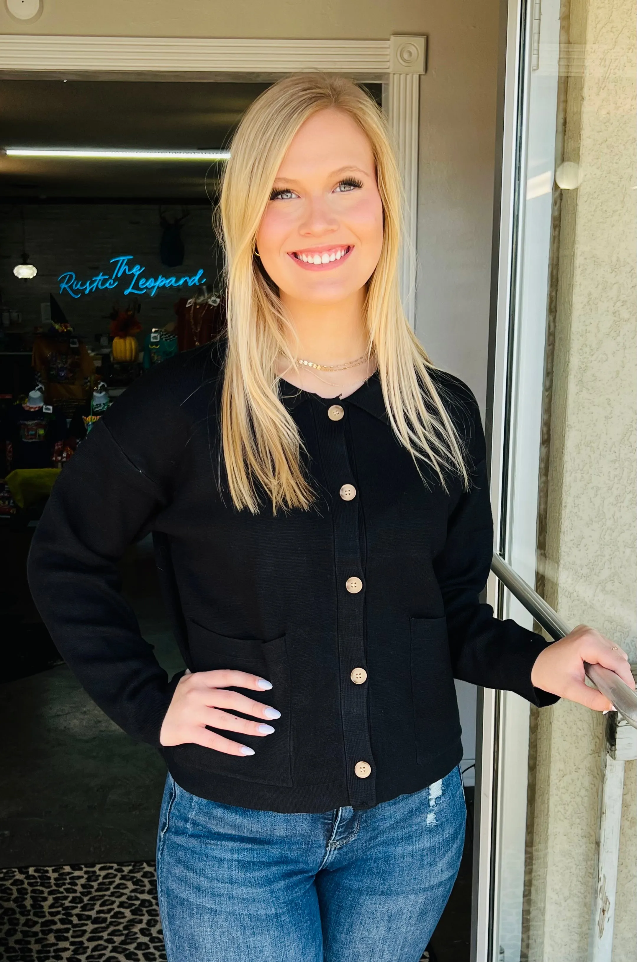 Black Button Up Cardigan